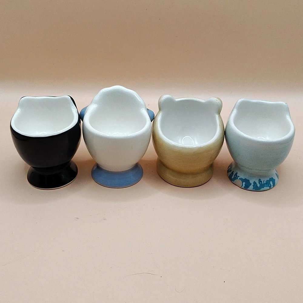 Vintage Animal-Themed Ceramic Egg Cups Set